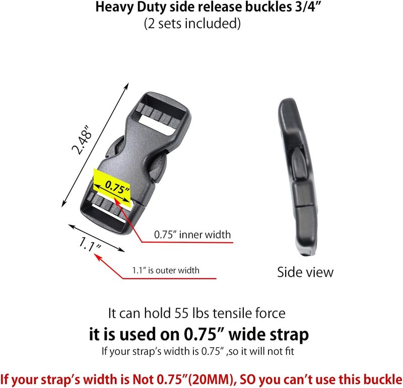 Baitoo Side Release Buckles Heavy Duty Plastic Buckle Snap Clips Clasps Backpack Buckle Replacement for Strap - Image 4
